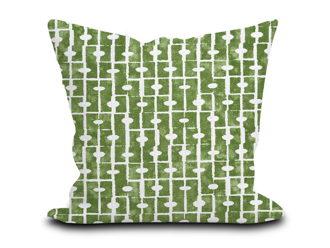 Custom Pillow Cover in Thibaut Abstract Haven in Green - Both Sides