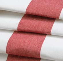 Load image into Gallery viewer, Heavy Duty Outdoor Solution Dyed Acrylic Red Cream Stripe Upholstery Drapery Fabric CF