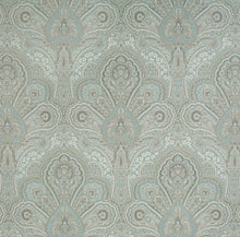 Load image into Gallery viewer, Spanish Made Damask Seafoam Aqua Grey White Upholstery Drapery Fabric CF