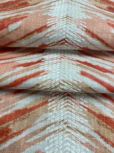 1.25 Yd Stout Fabric Linger 1 Sunset Orange Beige Green Cream Embroidered Herringbone Drapery Fabric WHS 4287