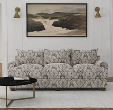Load image into Gallery viewer, Spanish Made Damask Stripe Grey Silver Upholstery Drapery Fabric CF