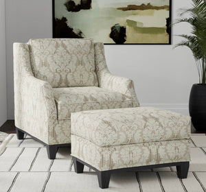 Spanish Made Damask Stripe Taupe Beige White Upholstery Drapery Fabric CF