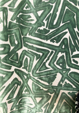 Load image into Gallery viewer, Opuzen AC DC Pine Green Beige Geometric Abstract Cut Velvet Water Resistant Upholstery Fabric STA 4328