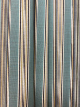 Load image into Gallery viewer, 1.5 Yard Designer Water &amp; Stain Resistant Outdoor Green Seafoam Aqua Yellow Cream Stripe Upholstery Fabric WHS 4548