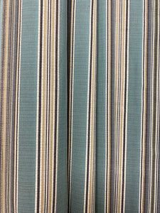 1.5 Yard Designer Water & Stain Resistant Outdoor Green Seafoam Aqua Yellow Cream Stripe Upholstery Fabric WHS 4548