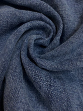 Load image into Gallery viewer, Designer Water &amp; Stain Resistant Indoor Outdoor Denim Blue Stonewashed Linen Cotton Upholstery Drapery Fabric WHS 4510