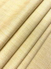 Load image into Gallery viewer, Designer Water &amp; Stain Resistant Yellow Beige Basketweave Indoor Outdoor Upholstery Fabric / Straw STA 4480