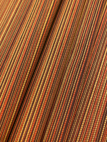 1.5 Yds Designer Water & Stain Resistant Burgundy Orange Red Yellow Stripe Upholstery Fabric WHS 4406