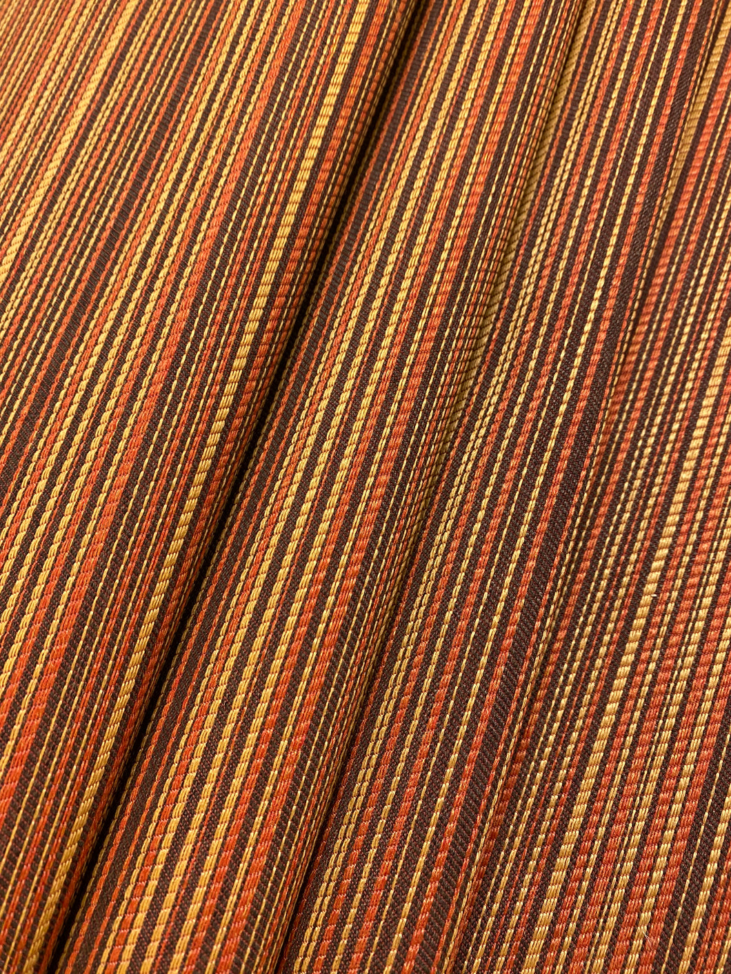 1.5 Yds Designer Water & Stain Resistant Burgundy Orange Red Yellow Stripe Upholstery Fabric WHS 4406