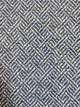 Load image into Gallery viewer, Designer Navy Blue White Geometric Fret Upholstery Fabric WHS 4285