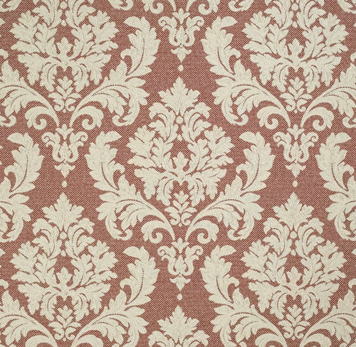 Spanish Made Rust Red Beige Grey Brocade Damask Upholstery Drapery Fabric CF