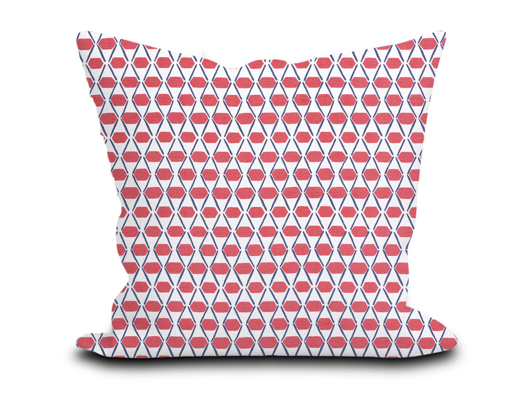Custom Pillow Cover in Abstract Thibaut Denver in Pink and Blue - One Side