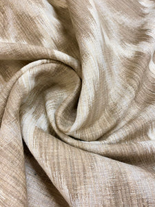 0.9 Yard Designer Water & Stain Resistant Taupe Beige Cream Ikat Upholstery Fabric WHS 4368
