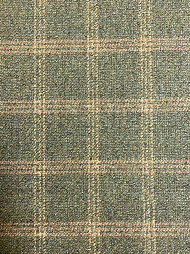 Designer Olive Green Rusty Red Beige Check Plaid Tartan Wool Upholstery Fabric WHS 4421