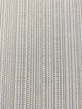 Load image into Gallery viewer, Designer Water &amp; Stain Resistant Woven Taupe Cream Grey Stripe MCM Mid Century Modern Upholstery Fabric WHS 4426