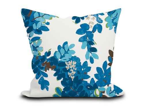 Custom Pillow Cover in Floral Botanical Thibaut Central Park in Blue and Green - One Side