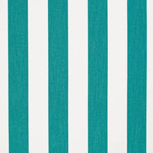 Load image into Gallery viewer, Heavy Duty Outdoor Solution Dyed Acrylic Teal Green Cream Stripe Upholstery Drapery Fabric CF