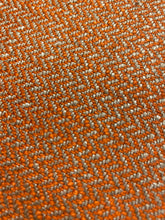 Load image into Gallery viewer, Designer Linen Viscose Ecru Orange Herringbone MCM Mid Century Modern Water &amp; Stain Resistant Upholstery Fabric WHS 4503