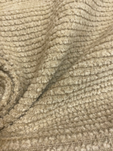 Designer Beige MCM Mid Century Modern Textured Chenille Water & Stain Resistant Upholstery Fabric WHS 4447