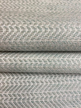 Load image into Gallery viewer, Designer Seafoam Aqua Green Cream Herringbone MCM Mid Century Modern Water &amp; Stain Resistant Upholstery Fabric WHS 4495