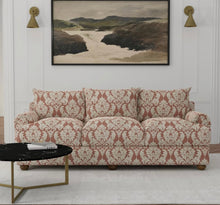 Load image into Gallery viewer, Spanish Made Rust Red Beige Grey Brocade Damask Upholstery Drapery Fabric CF