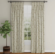 Load image into Gallery viewer, Spanish Made Damask Stripe Taupe Beige White Upholstery Drapery Fabric CF