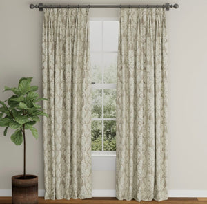 Spanish Made Damask Stripe Taupe Beige White Upholstery Drapery Fabric CF