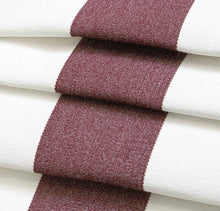 Load image into Gallery viewer, Heavy Duty Outdoor Solution Dyed Acrylic Wine Red Cream Stripe Upholstery Drapery Fabric CF