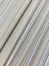 Load image into Gallery viewer, Designer Beige Blue White Charcoal Stripe Upholstery Drapery Fabric WHS 4353