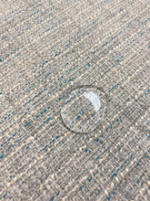 Load image into Gallery viewer, Designer Aqua Blue Cream Grey MCM Mid Century Modern Tweed Water &amp; Stain Resistant Upholstery Fabric WHS 4359