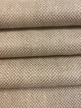 Load image into Gallery viewer, Designer Taupe Ecru Cream MCM Mid Century Modern Herringbone Belgian Linen Water &amp; Stain Resistant Upholstery Fabric WHS 4499