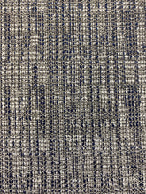 Load image into Gallery viewer, 1.5 Yard Designer Navy Blue Grey White MCM Mid Century Modern Tweed Upholstery Fabric WHS 4540