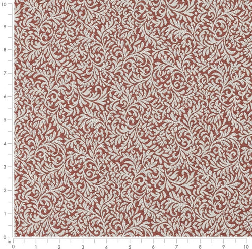 Spanish Made Rust Red Beige Grey Brocade Damask Upholstery Drapery Fabric CF