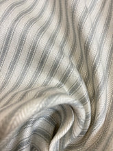 Load image into Gallery viewer, 63&quot; Wide Designer Grey Pinstripe Belgian Linen Drapery Fabric WHS 4547