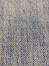 Load image into Gallery viewer, Designer Navy Blue Cream Linen Viscose Tweed MCM Mid Century Modern Water &amp; Stain Resistant Upholstery Fabric WHS 4371