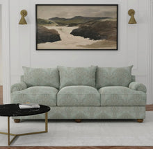 Load image into Gallery viewer, Spanish Made Damask Seafoam Aqua Grey White Upholstery Drapery Fabric CF