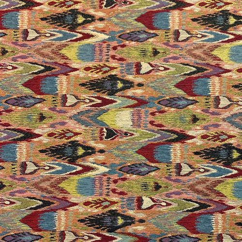 Burgundy Red Olive Green Blue Teal Coral Orange Purple Southwestern Kilim Tapestry Upholstery Fabric MGF