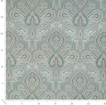 Load image into Gallery viewer, Spanish Made Turquoise Aqua Blue Grey White Brocade Damask Upholstery Drapery Fabric CF