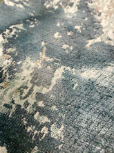 Load image into Gallery viewer, Teal Green Grey Abstract Textured Velvet Upholstery Fabric MGF