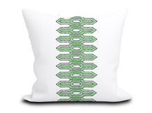 Load image into Gallery viewer, Custom Pillow Cover in Thibaut Nola Stripe Embroidery Aqua - Both Sides