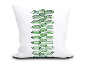 Custom Pillow Cover in Thibaut Nola Stripe Embroidery Aqua - Both Sides