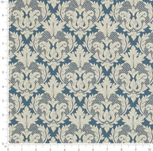 Load image into Gallery viewer, Spanish Made French Navy Blue Brocade Damask Upholstery Drapery Fabric CF