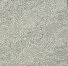 Load image into Gallery viewer, Spanish Made Paisley Seafoam Aqua Grey White Upholstery Drapery Fabric CF