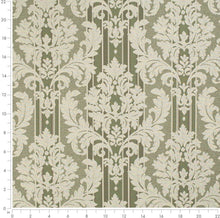 Load image into Gallery viewer, Spanish Made Damask Stripe Sage Green Upholstery Drapery Fabric CF