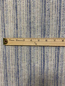 Irregular Remnant Piece of Schumacher Rustico Indigo Woven Beige Blue Stripe Upholstery Fabric WHS 4301