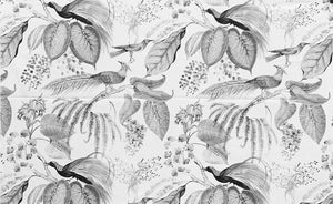 Cotton Cream Green Pink Red Teal Blue Mustard Organic Bird Floral Upholstery Drapery Fabric MGF