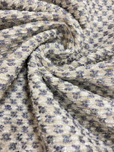 Load image into Gallery viewer, 1.5 Yard of Designer Beige Cream Lavender Check Chenille Upholstery Fabric WHS 4348