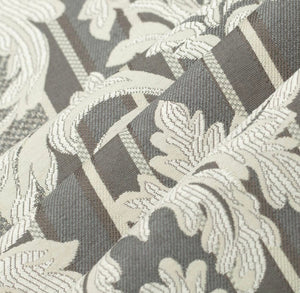 Spanish Made Damask Stripe Grey Silver Upholstery Drapery Fabric CF