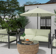 Load image into Gallery viewer, Heavy Duty Outdoor Solution Dyed Acrylic Lime Green Cream Stripe Upholstery Drapery Fabric CF