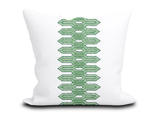 Load image into Gallery viewer, Custom Pillow Cover in Thibaut Nola Stripe Embroidery Navy Blue - One Side